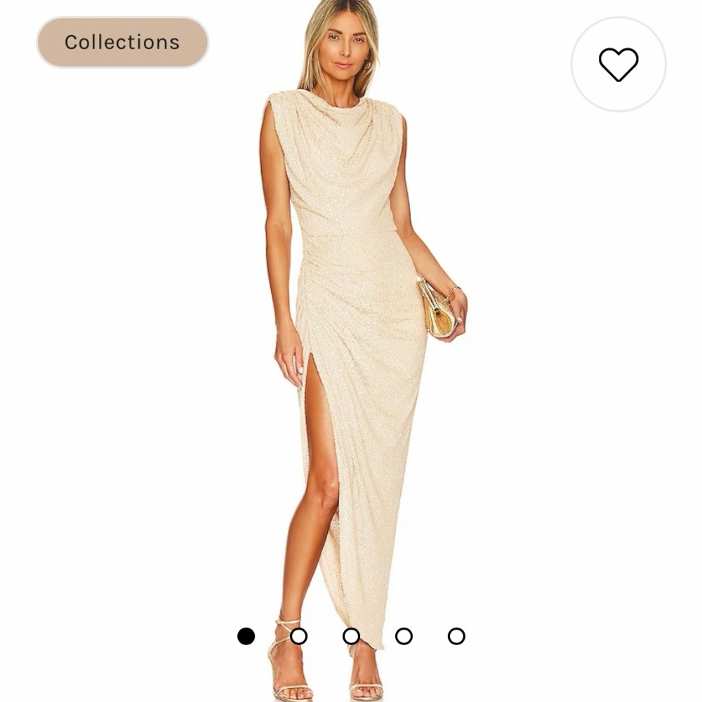 Cream Cowl Neck Asymmetrical Gown for Cocktail
